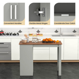 Costway 2 Seater Single Drawer Double Door Grey Counter Height Dining Table - Size: 133 x 68 x 14cm - Wilko - thumbnail 6