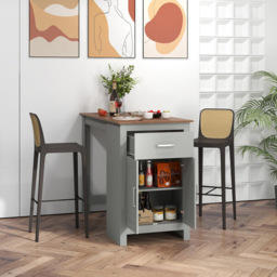 Costway 2 Seater Single Drawer Double Door Grey Counter Height Dining Table - Size: 133 x 68 x 14cm - Wilko - thumbnail 4