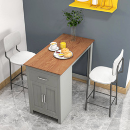 Costway 2 Seater Single Drawer Double Door Grey Counter Height Dining Table - Size: 133 x 68 x 14cm - Wilko - thumbnail 5