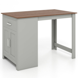 Costway 2 Seater Single Drawer Double Door Grey Counter Height Dining Table - Size: 133 x 68 x 14cm - Wilko - thumbnail 3