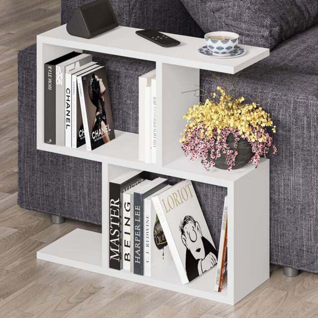 Decortie Homemania 4 Shelf White Wooden Side Table - Size: 60 x 60 x 19.5cm - Wilko - image 1