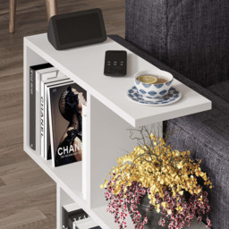 Decortie Homemania 4 Shelf White Wooden Side Table - Size: 60 x 60 x 19.5cm - Wilko - thumbnail 4