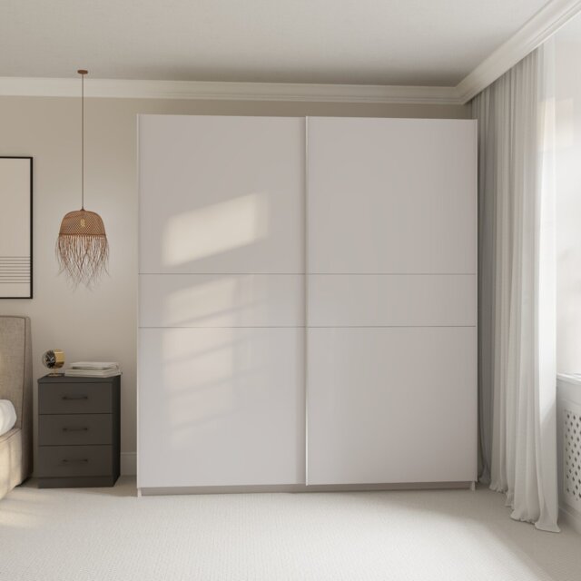 Andora Large Sliding Wardrobe White - Wilko - image 1