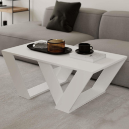 Decortie Pipra White Modern Coffee Table - Size: 40 x 110 x 60cm - Wilko - thumbnail 6