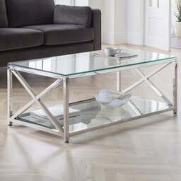 Julian Bowen Miami Silver Coffee Table - Size: 60 x 120 x 45cm - Multi - Wilko