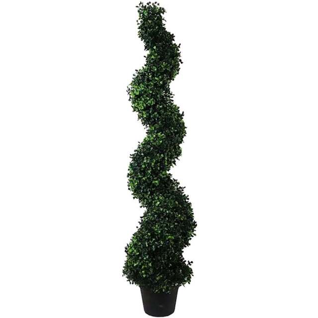 Leaf Natural Boxwood Spiral Topiary Artificial Tree in Pot 4ft - Size: 120 x 40 x 40cm - Green - Wilko - image 1