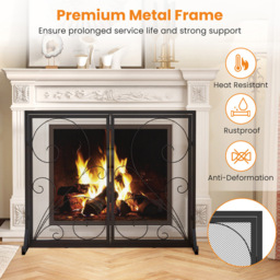 Costway Double Door Black Steel Fire Guard with Magnetic Panels - Size: 104.1 x 86.4 x 10.16cm - Wilko - thumbnail 7