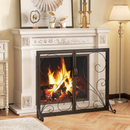 Costway Double Door Black Steel Fire Guard with Magnetic Panels - Size: 104.1 x 86.4 x 10.16cm - Wilko - thumbnail 3