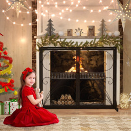 Costway Double Door Black Steel Fire Guard with Magnetic Panels - Size: 104.1 x 86.4 x 10.16cm - Wilko - thumbnail 5