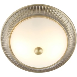 Happy Homewares Traditional Antique Brass Flush Ceiling Light with White Glass Diffuser - Size: 12 x 27 x 27cm - Gold - Wilko - thumbnail 6