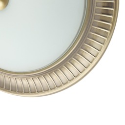 Happy Homewares Traditional Antique Brass Flush Ceiling Light with White Glass Diffuser - Size: 12 x 27 x 27cm - Gold - Wilko - thumbnail 4