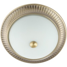 Happy Homewares Traditional Antique Brass Flush Ceiling Light with White Glass Diffuser - Size: 12 x 27 x 27cm - Gold - Wilko - thumbnail 5