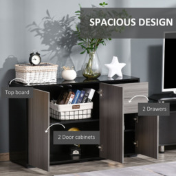 Portland 2 Door 2 Drawer Light Grey and Black High Gloss Sideboard - Size: 117 x 36 x 74cm - Wilko - thumbnail 5