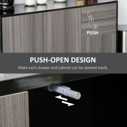 Portland 2 Door 2 Drawer Light Grey and Black High Gloss Sideboard - Size: 117 x 36 x 74cm - Wilko - thumbnail 7