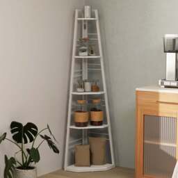 HOMCOM 5 Shelf White Corner Adjustable Shelving Unit - Size: 160 x 37.5 x 37.5cm - Wilko
