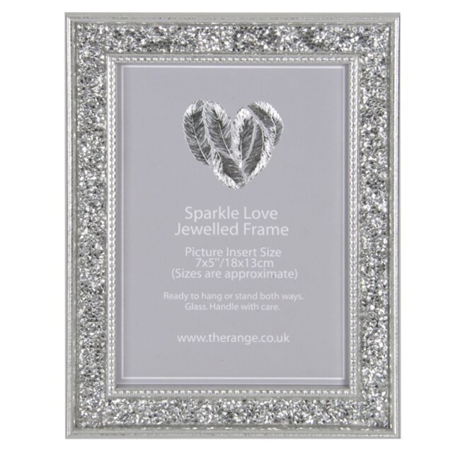 Niamh Sparkle Love Jewelled Photo Frame 7 x 5 inch - Silver - The Port. Co Gallery - Wilko - image 1