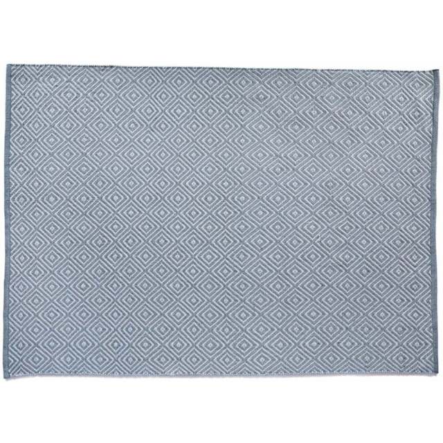 Hug Rug Denim Blue Woven Diamond Rug 80 x 150cm - Wilko - image 1