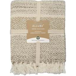 Allure Home Fashions Herringbone Natural Throw Blanket 125 x 150cm - Brown - Wilko