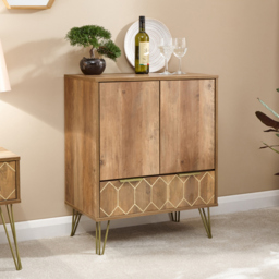 GFW Orleans 2 Door Single Drawer Mango Yellow Wine Cabinet - Size: 39 x 66 x 82cm - Brown - Wilko - thumbnail 4