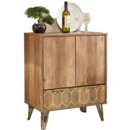 GFW Orleans 2 Door Single Drawer Mango Yellow Wine Cabinet - Size: 39 x 66 x 82cm - Brown - Wilko - thumbnail 3