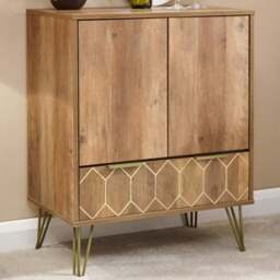 GFW Orleans 2 Door Single Drawer Mango Yellow Wine Cabinet - Size: 39 x 66 x 82cm - Brown - Wilko - thumbnail 1