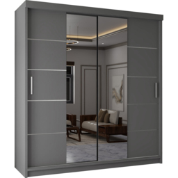 Sliding Wardrobes 4U 2 Sliding Door Grey Half Mirrored Wardrobe 180cm - Size: 2 Door - Wilko - thumbnail 3