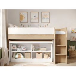 Flair Aiden White and Oak Kids Cabin Bed with Pull-Out Desk and Storage - Size: 120 x 96 x 196cm - Brown - Wilko - thumbnail 5