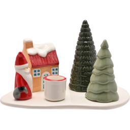 The Seasonal Gift Co. Santa and Friends Ceramic Santa Scene Candle Holder - Size: 12 x 18.5 x 12.5cm - White - Wilko - thumbnail 3