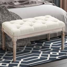 Portland Beige Tufted Bench - Cream - Wilko