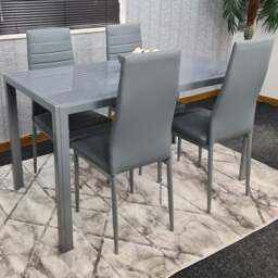 Kosy Koala 4 Seater Glass and Metal Dining Set Grey - Portland - Wilko - thumbnail 1