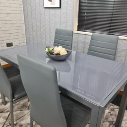 Kosy Koala 4 Seater Glass and Metal Dining Set Grey - Portland - Wilko - thumbnail 7