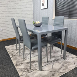 Kosy Koala 4 Seater Glass and Metal Dining Set Grey - Portland - Wilko - thumbnail 3