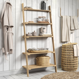 Core Products Sanded 5 Tier Wooden Ladder Design Shelf Unit with Slatted Shelves - Size: 35 x 60 x 180cm - n/a - Wilko - thumbnail 1