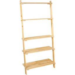 Core Products Sanded 5 Tier Wooden Ladder Design Shelf Unit with Slatted Shelves - Size: 35 x 60 x 180cm - n/a - Wilko - thumbnail 3