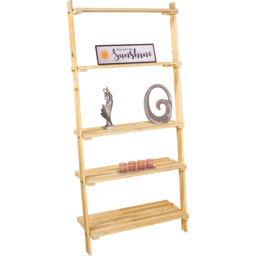 Core Products Sanded 5 Tier Wooden Ladder Design Shelf Unit with Slatted Shelves - Size: 35 x 60 x 180cm - n/a - Wilko - thumbnail 4