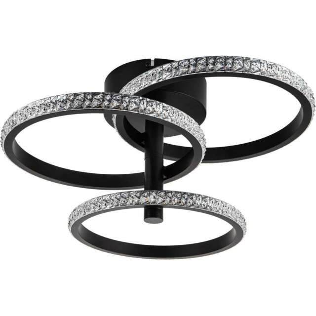 Cosylyte Cowen 3 Ring Matt Black Beaded LED Ceiling Light - Size: 22.5 x 34 x 28cm - Wilko - image 1