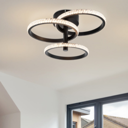 Cosylyte Cowen 3 Ring Matt Black Beaded LED Ceiling Light - Size: 22.5 x 34 x 28cm - Wilko - thumbnail 3