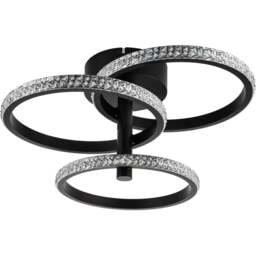 Cosylyte Cowen 3 Ring Matt Black Beaded LED Ceiling Light - Size: 22.5 x 34 x 28cm - Wilko
