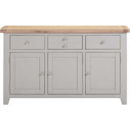 Seconique Windsor 3 Door 3 Drawer Pebble Grey and Oak Sideboard - Size: 82 x 137 x 40cm - Pebble Grey/Oak - Wilko - thumbnail 4
