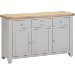 Seconique Windsor 3 Door 3 Drawer Pebble Grey and Oak Sideboard - Size: 82 x 137 x 40cm - Pebble Grey/Oak - Wilko - thumbnail 3