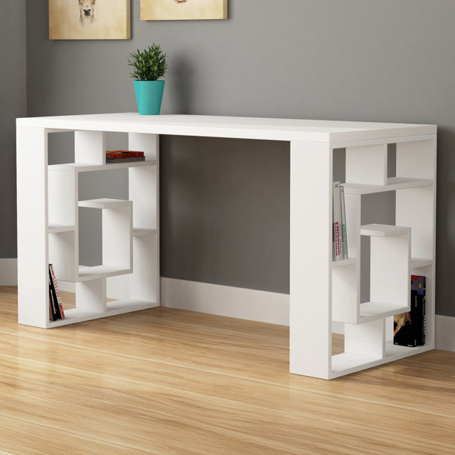 Decortie Labirent Bookshelf Leg Modern Computer Desk White - Size: 75 x 137 x 60cm - Wilko - image 1