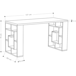 Decortie Labirent Bookshelf Leg Modern Computer Desk White - Size: 75 x 137 x 60cm - Wilko - thumbnail 6