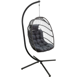 Samuel Alexander Grey Rattan Hanging Egg Chair with Cushions - Size: 1 Seater - Wilko - thumbnail 3
