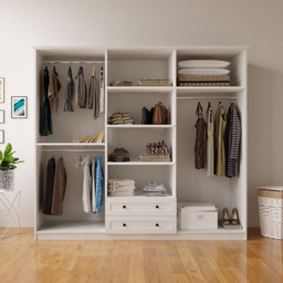 Evu JULIET 6 Door 2 Drawer White Mirror Wardrobe - Size: 6 Door, 2 Drawer - Wilko - thumbnail 5