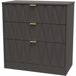 Crowndale Las Vegas 3 Drawer Graphite Deep Chest of Drawers Ready Assembled - Grey - Wilko - thumbnail 3