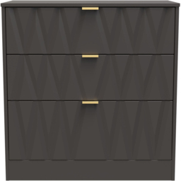Crowndale Las Vegas 3 Drawer Graphite Deep Chest of Drawers Ready Assembled - Grey - Wilko - thumbnail 4