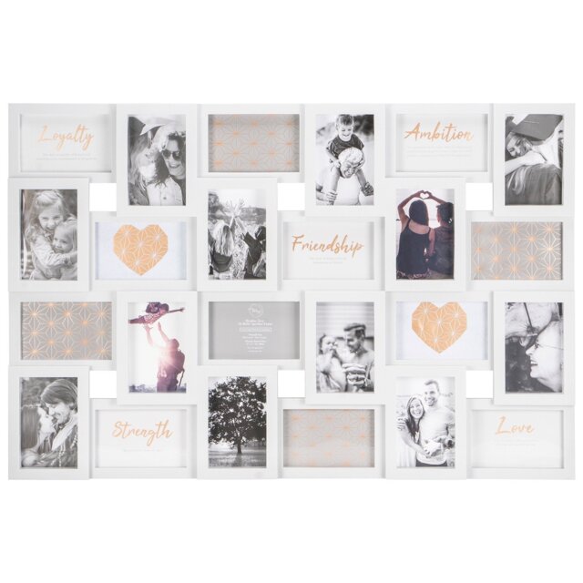 Hendon Grey 24 Aperture Collage Photo Frame - Size: A6 - White - The Port. Co Gallery - Wilko - image 1