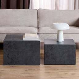 Florence Dice Black Ocean Rough Paper Square Coffee Table Set of 2 - Size: 40 x 58 x 58cm - Furniture To Go - Wilko - thumbnail 1