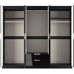 Crowndale Camden 6 Door 2 Drawer Black Gloss and Black Wardrobe Ready Assembled - Black Gloss & Black - Wilko - thumbnail 7
