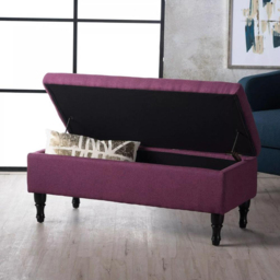 FWStyle Dark Fuchsia Upholstered Lift Up Ottoman Storage Bench - Size: 43.8 x 103.5 x 48.9cm - Purple - Wilko - thumbnail 6